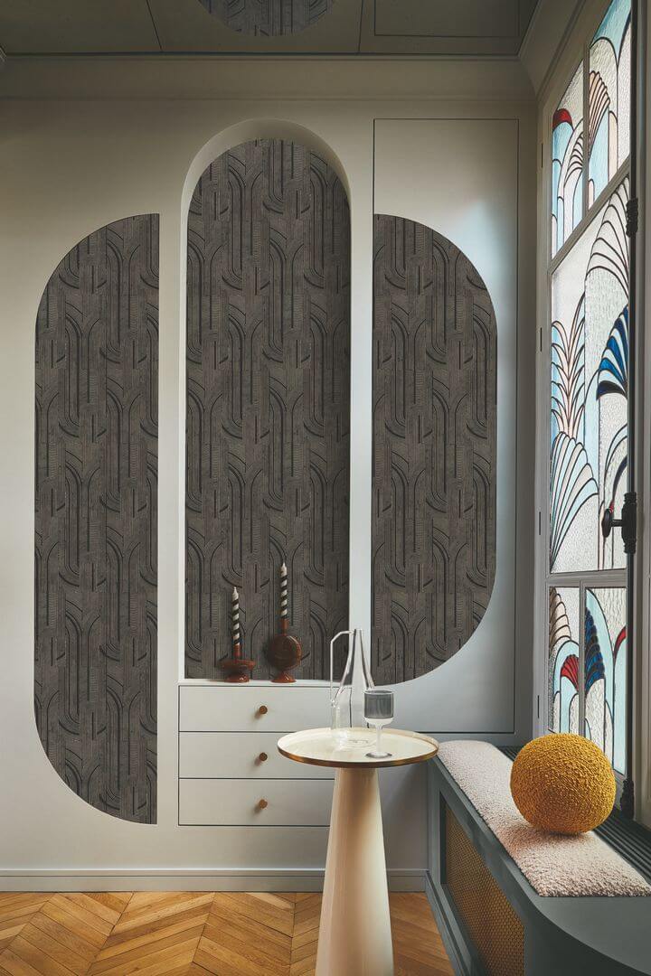 Tapeta metaliczne linie Casamance 76282242 Porte Doree Faubourg des Lumieres - 106 cm szer.