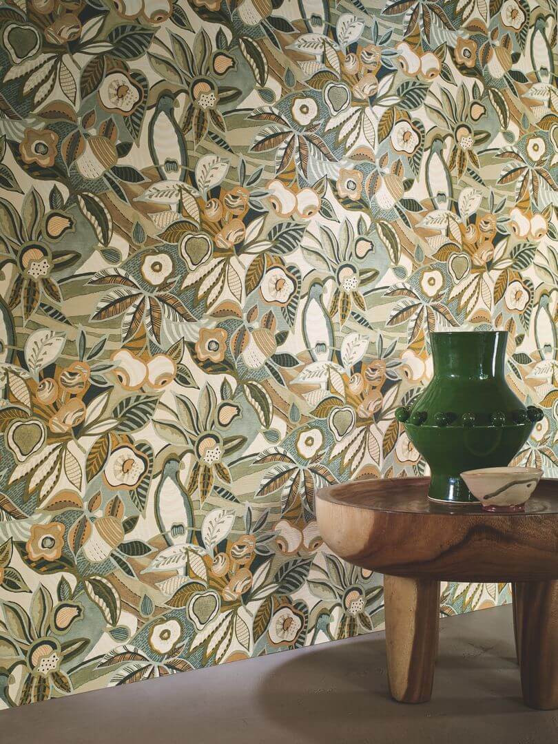 Tapeta rośliny i ptaki Casamance 76300202 Tehuana Casa Azul