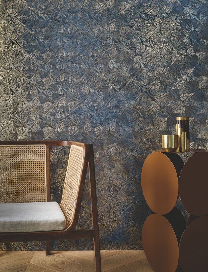 Tapeta metaliczna w stylizowane liście Casamance 76522650 Songket Nature Precieuse – Textures