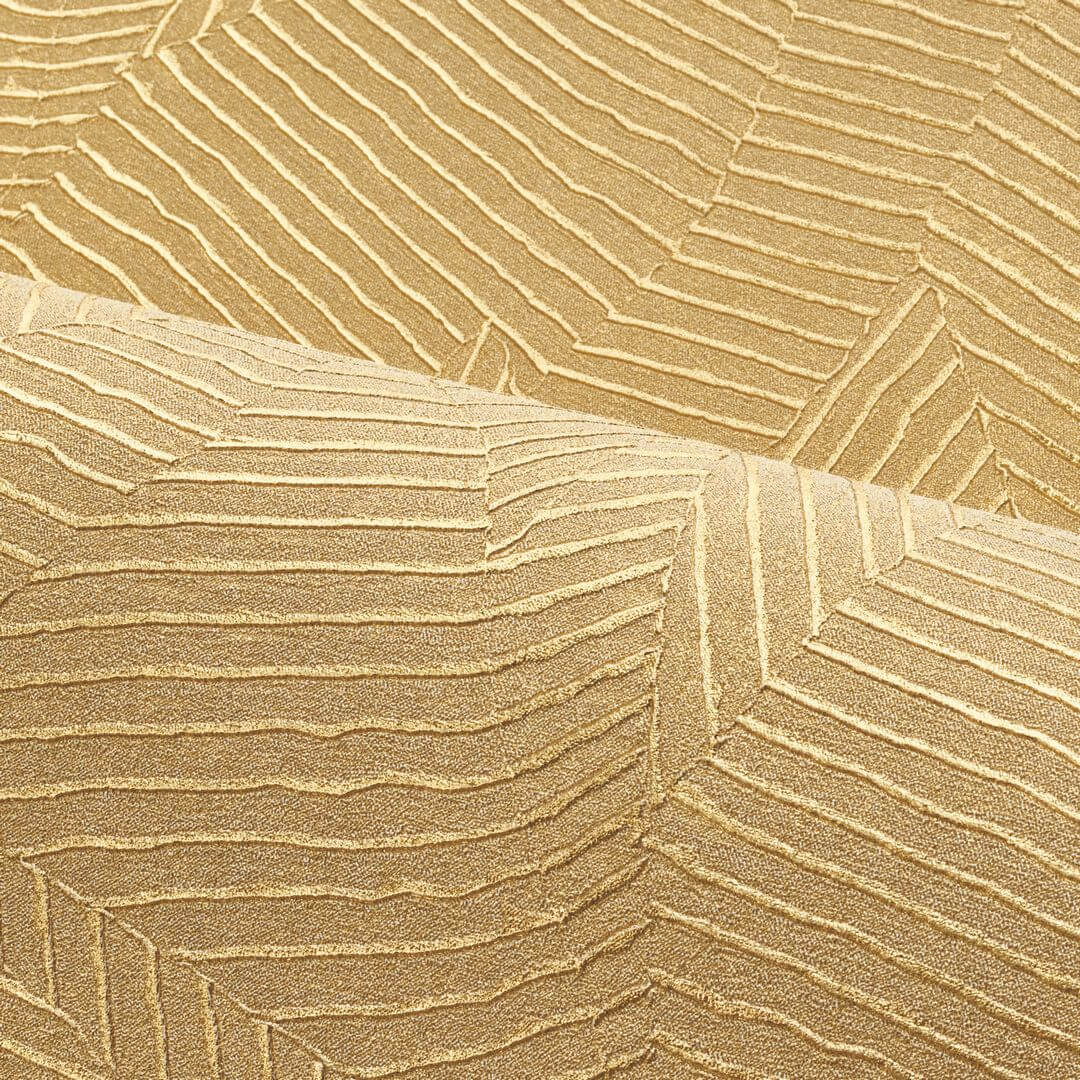 Tapeta metaliczna geometryczna / liście Casamance 76543568 Lore Nature Precieuse – Textures złota