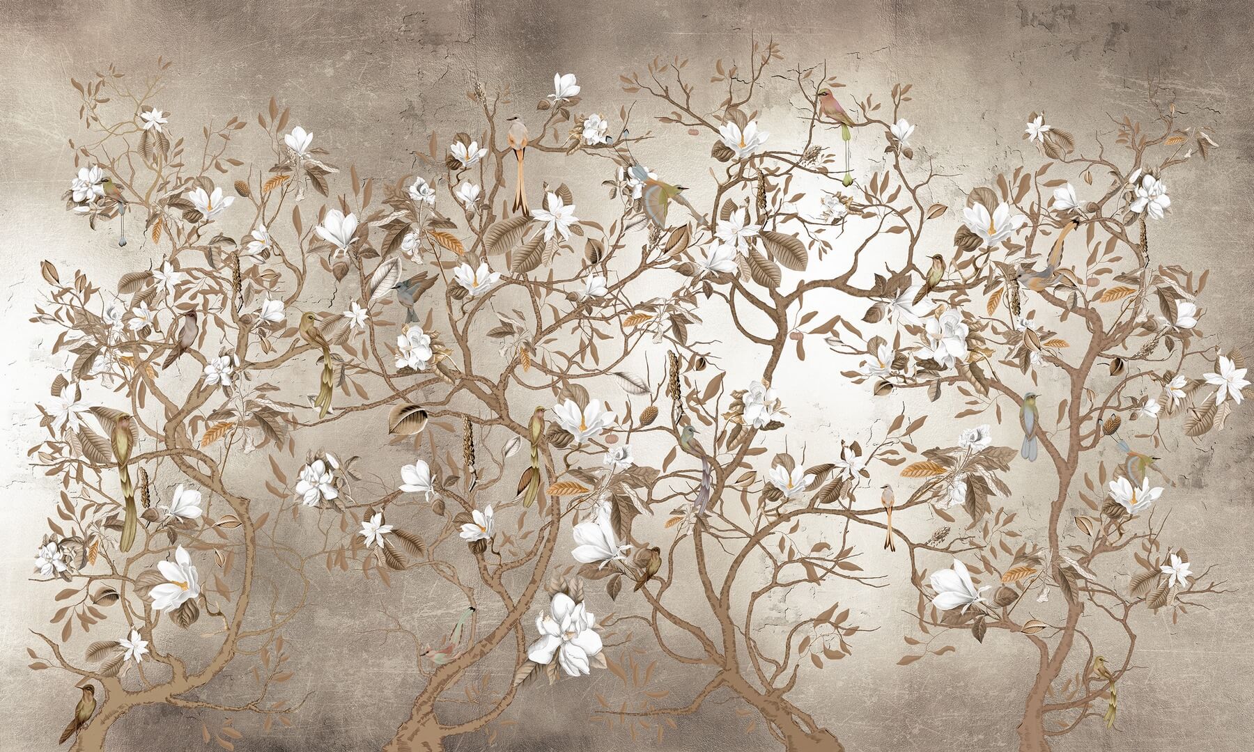 Fototapeta botaniczna drzewa i ptaki Wonderwall Primavera 35030904