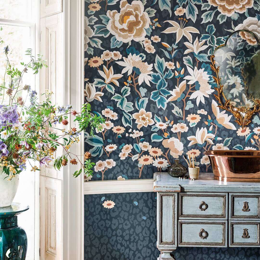 Mural kwiaty i cętki Romo W460/01 Lavinia Temperley London