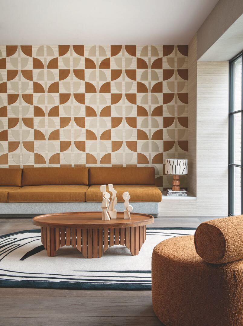 Tapeta geometryczna welur z sizalem Casamance 71370104 Hikari