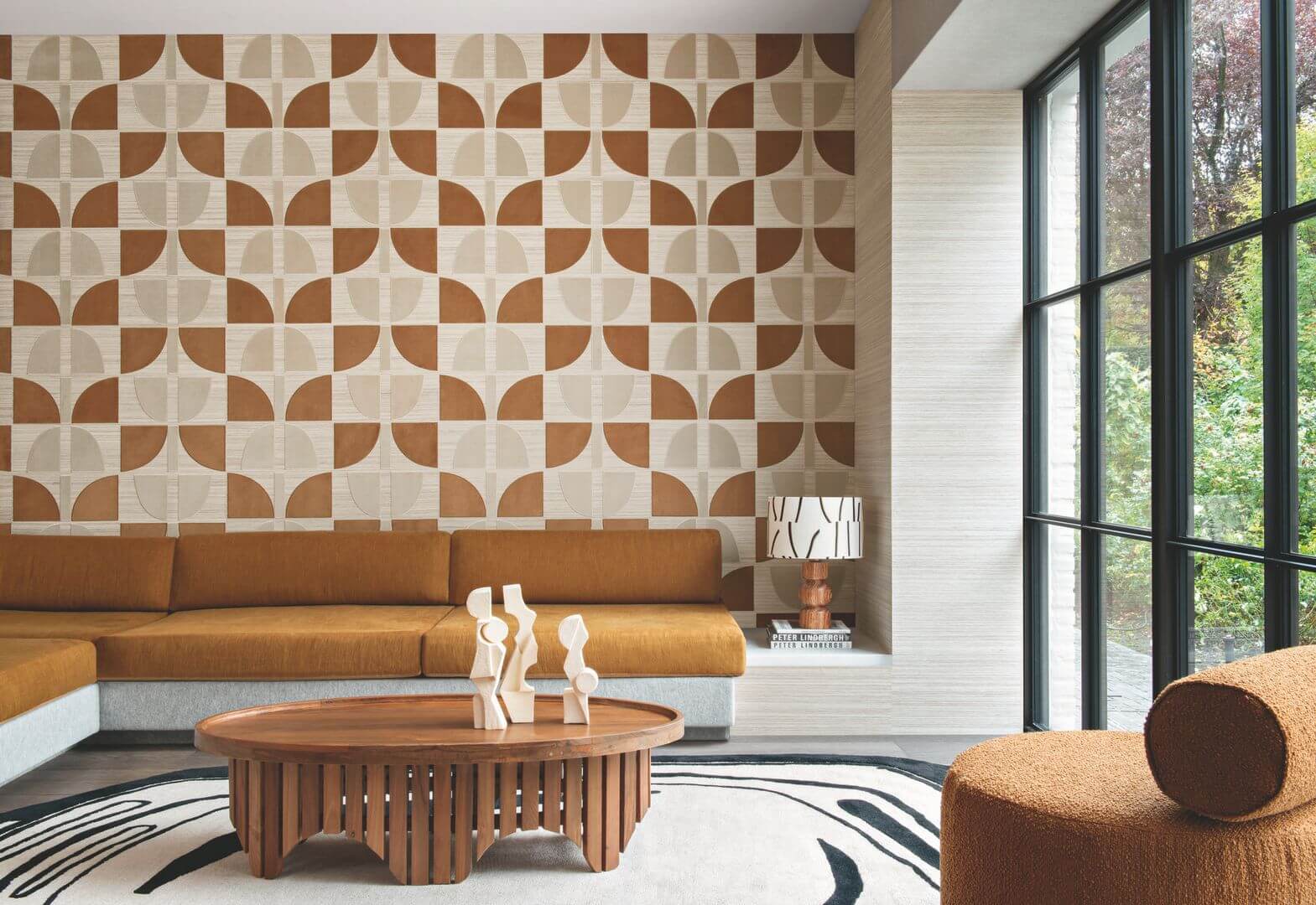 Tapeta geometryczna welur z sizalem Casamance 71370217 Hikari