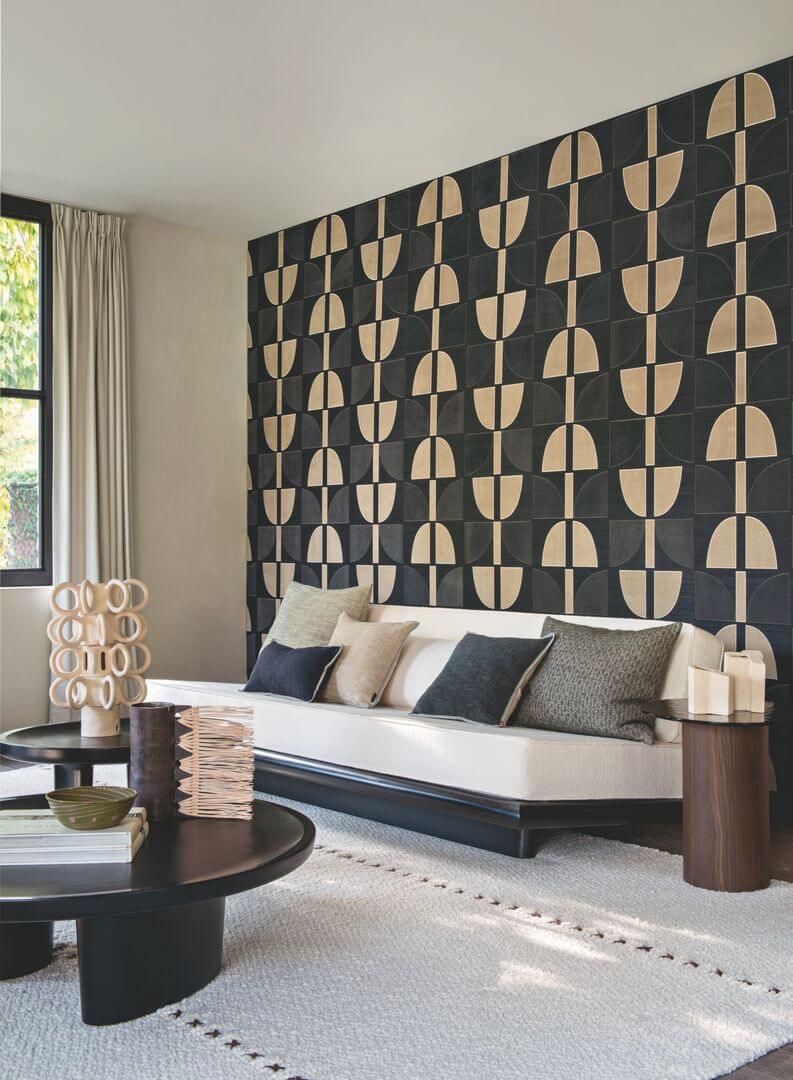 Tapeta geometryczna welur z sizalem Casamance 71370217 Hikari