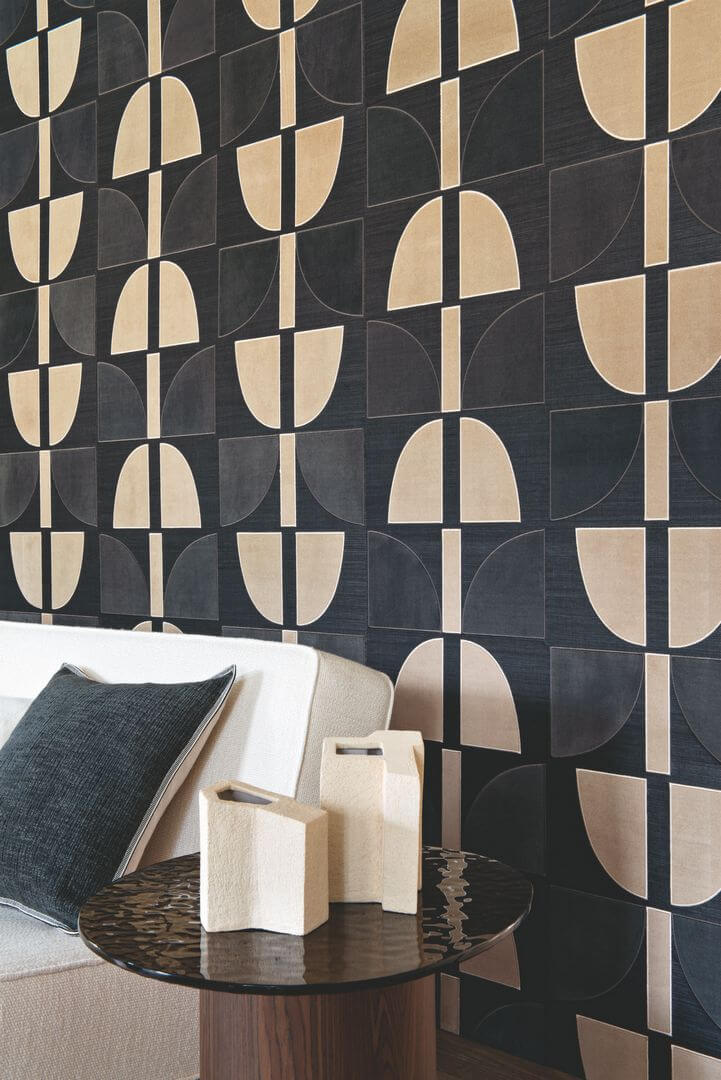 Tapeta geometryczna welur z sizalem Casamance 71370323 Hikari