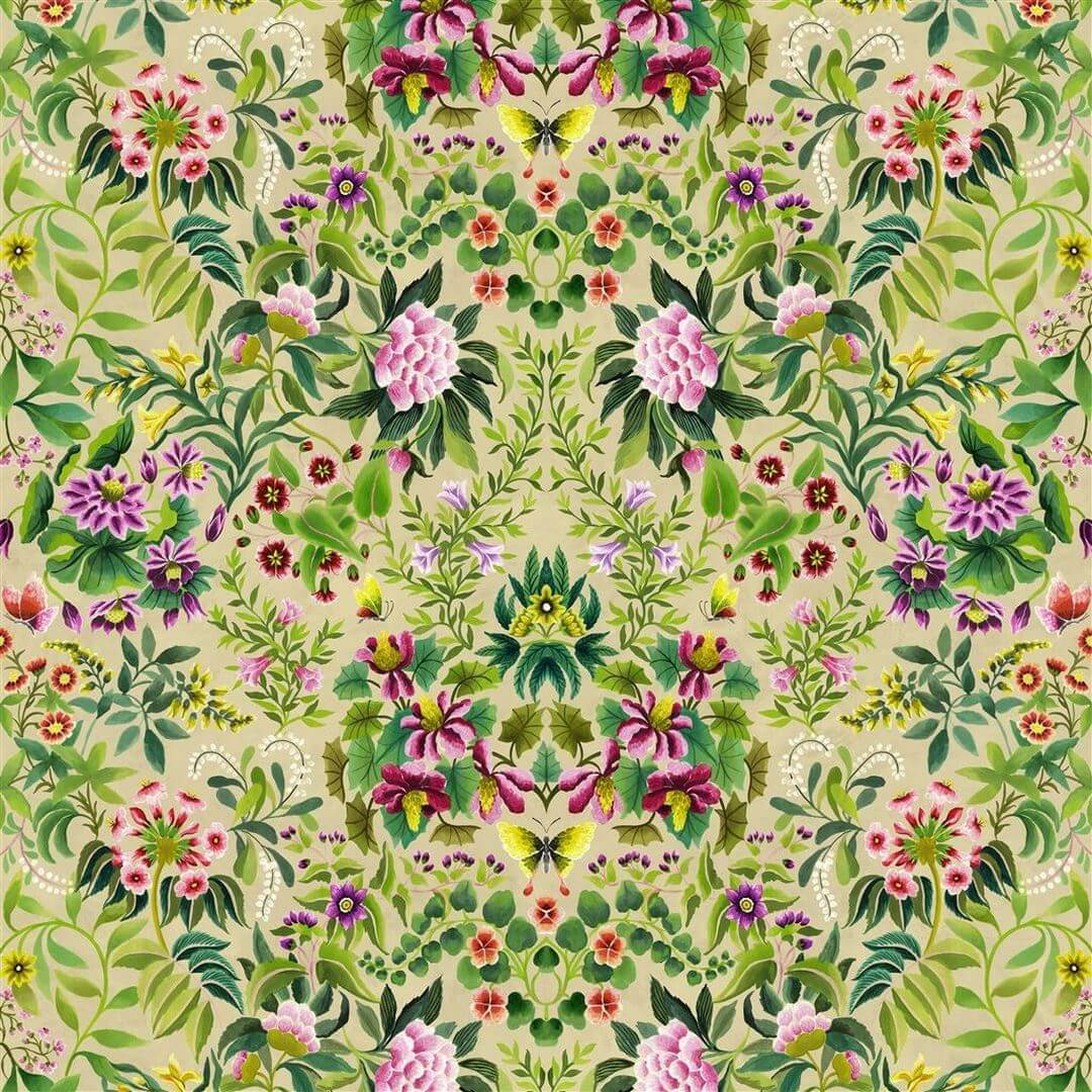 Tkanina bawełniana z botanicznym wzorem Designers Guild FDG3077/01 Damask Ikebana