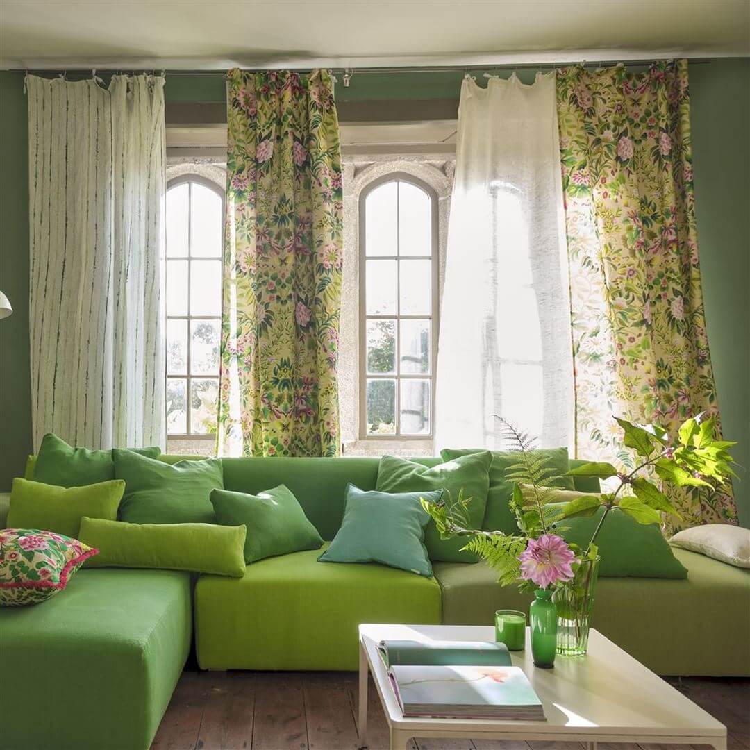 Tkanina bawełniana z botanicznym wzorem Designers Guild FDG3077/01 Damask Ikebana