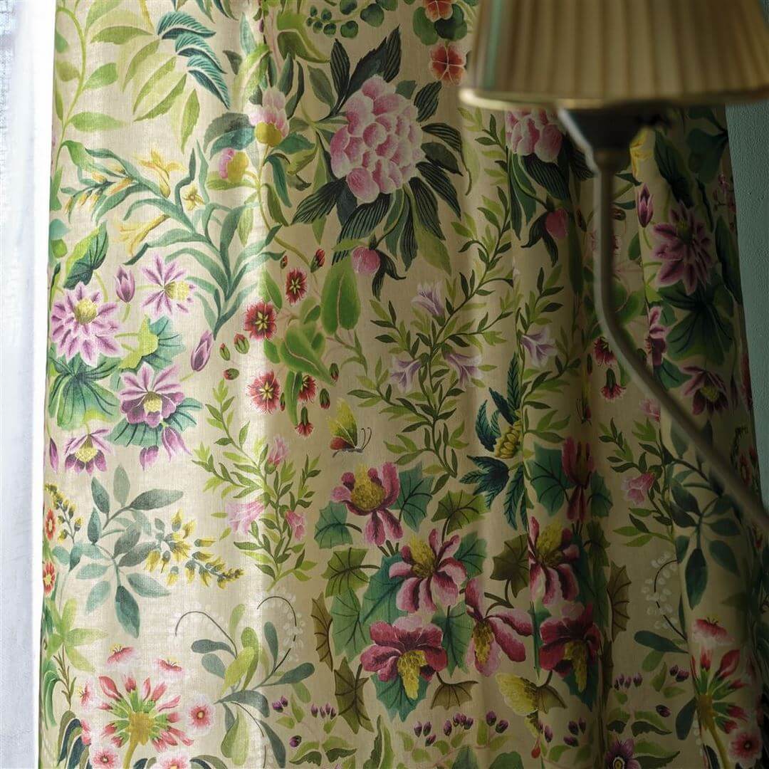 Tkanina bawełniana z botanicznym wzorem Designers Guild FDG3077/01 Damask Ikebana