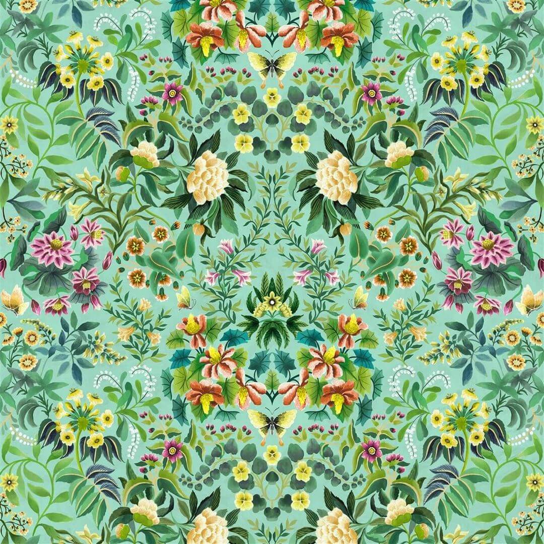 Tkanina bawełniana z botanicznym wzorem Designers Guild FDG3077/03 Damask Ikebana