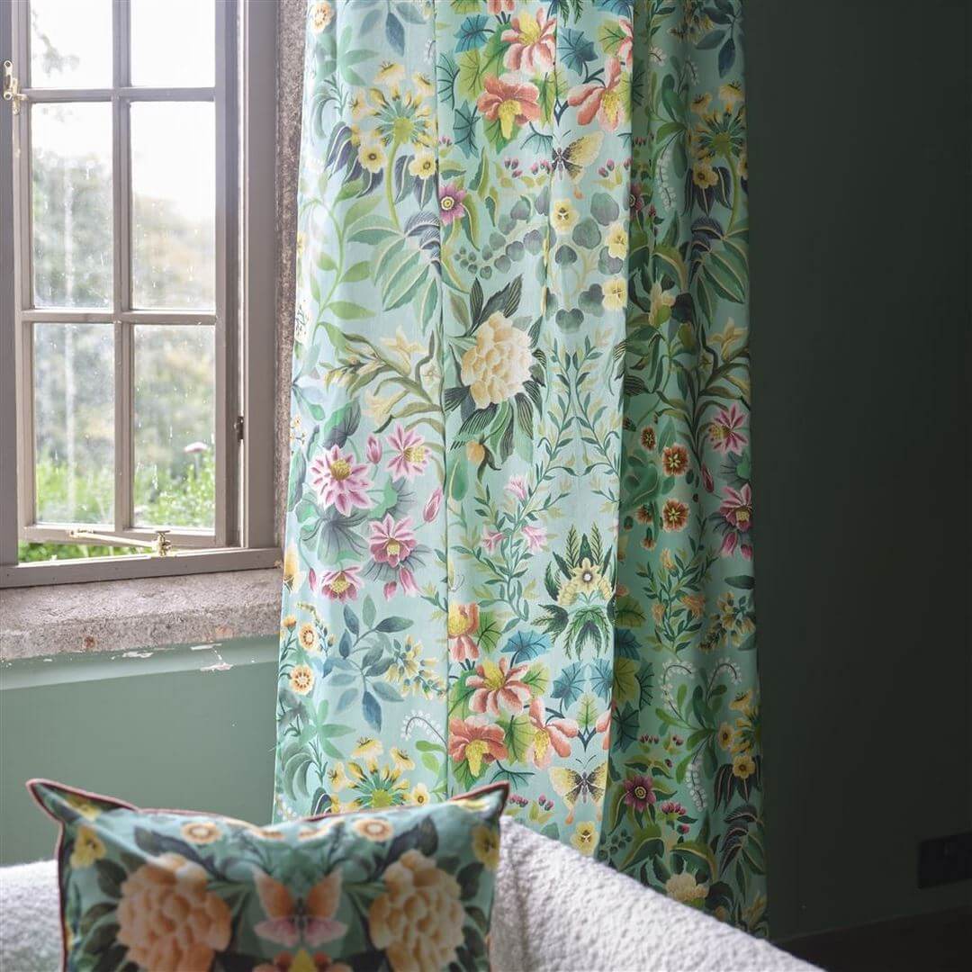 Tkanina bawełniana z botanicznym wzorem Designers Guild FDG3077/03 Damask Ikebana