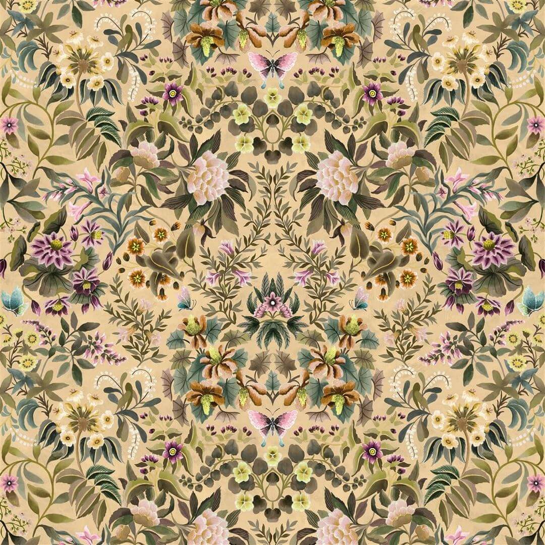 Tkanina bawełniana z botanicznym wzorem Designers Guild FDG3077/05 Damask Ikebana