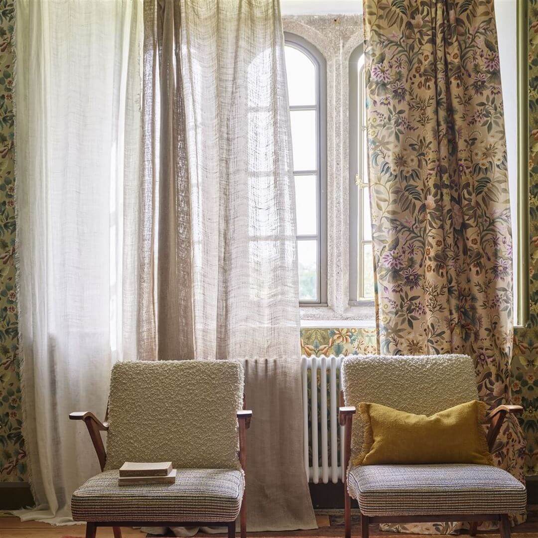 Tkanina bawełniana z botanicznym wzorem Designers Guild FDG3077/05 Damask Ikebana
