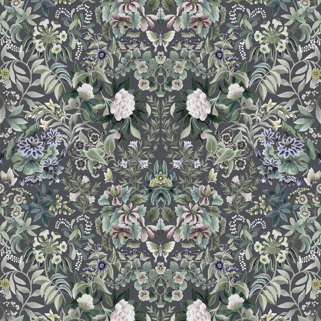 Tkanina welurowa z botanicznym wzorem Designers Guild FDG3078/01 Velvet Ikebana