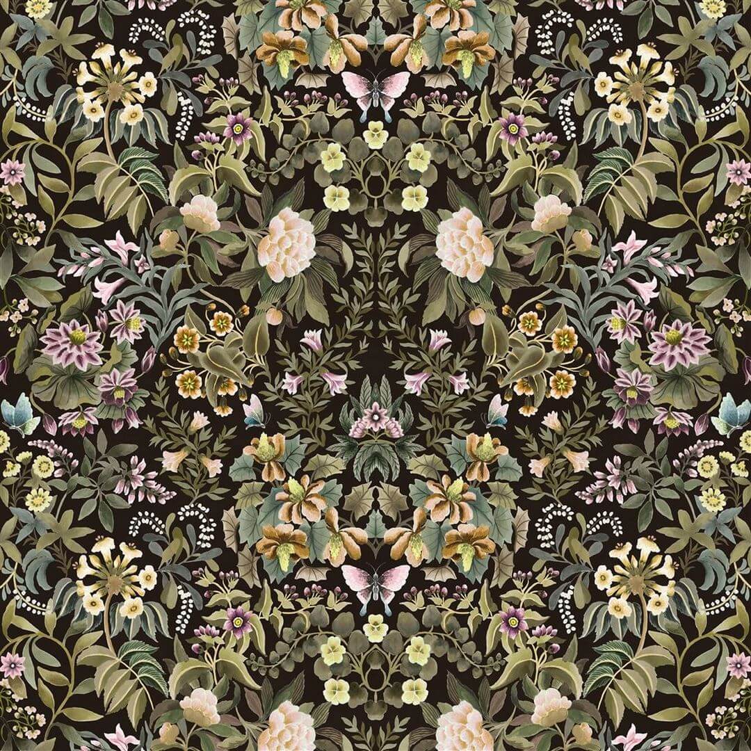 Tkanina welurowa z botanicznym wzorem Designers Guild FDG3078/02 Velvet Ikebana