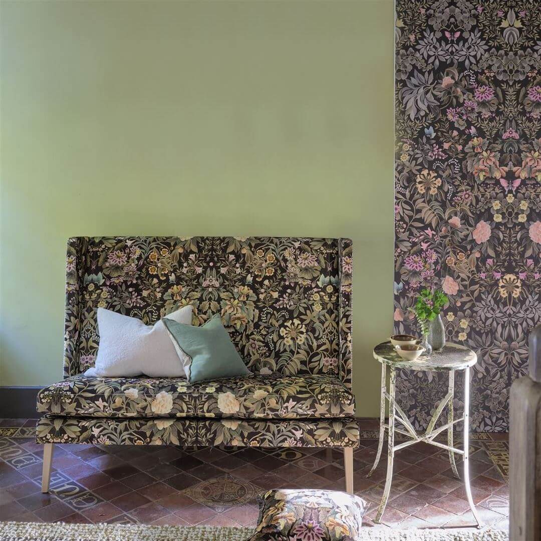 Tkanina welurowa z botanicznym wzorem Designers Guild FDG3078/02 Velvet Ikebana