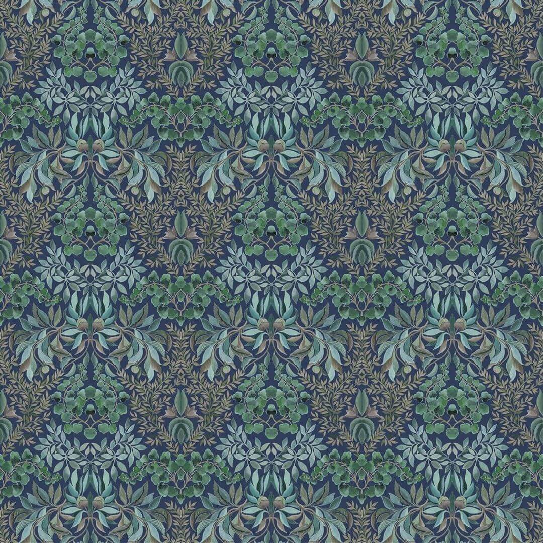 Tkanina welurowa z roślinnym ornamentem Designers Guild FDG3080/01 Karakusa Velvet Ikebana