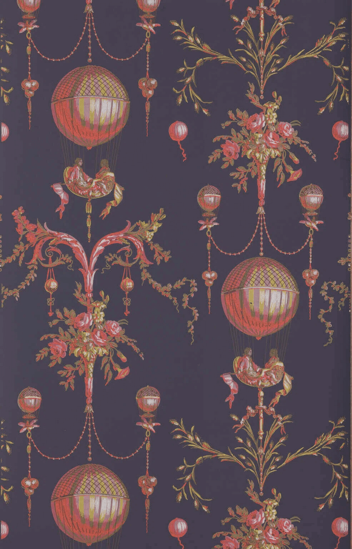 Tapeta balony w stylu toile de jouy Pierre Frey BP300002 Roziere - Fond Uni Collection Anniversaire 1823-2023