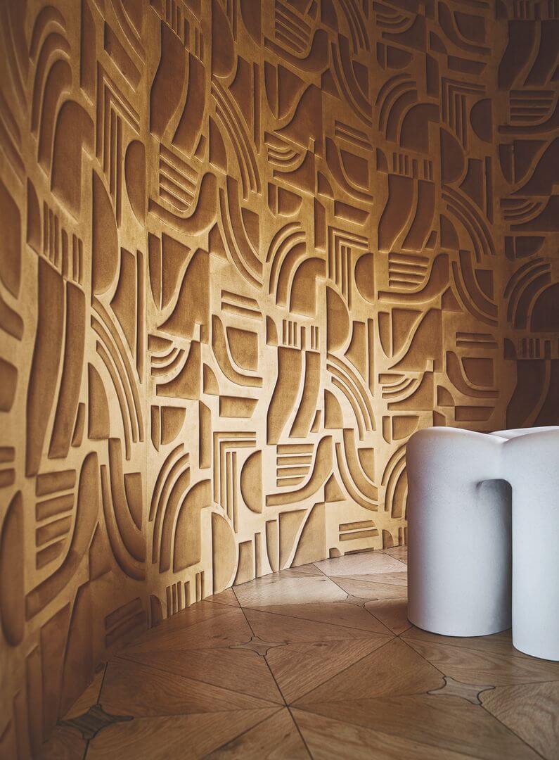 Tapeta tekstylna geometryczna 3D welur Casamance 71490113 Arcane