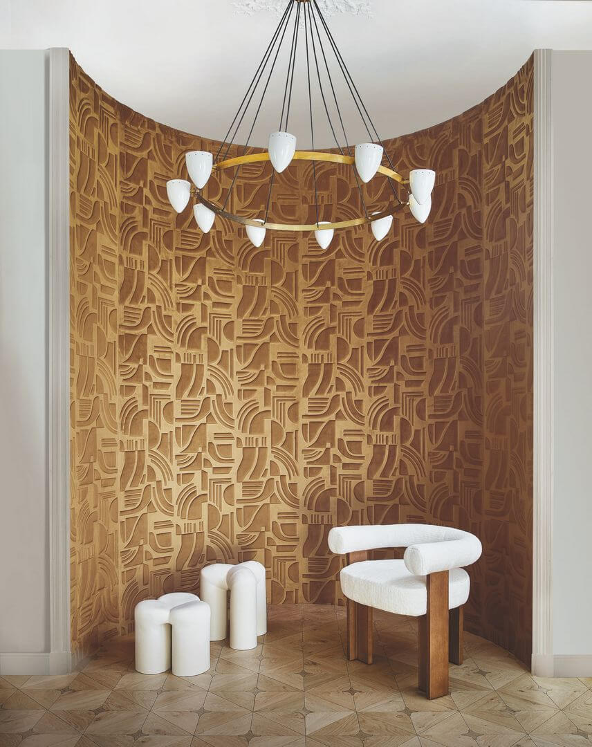 Tapeta tekstylna geometryczna 3D welur Casamance 71490525 Arcane