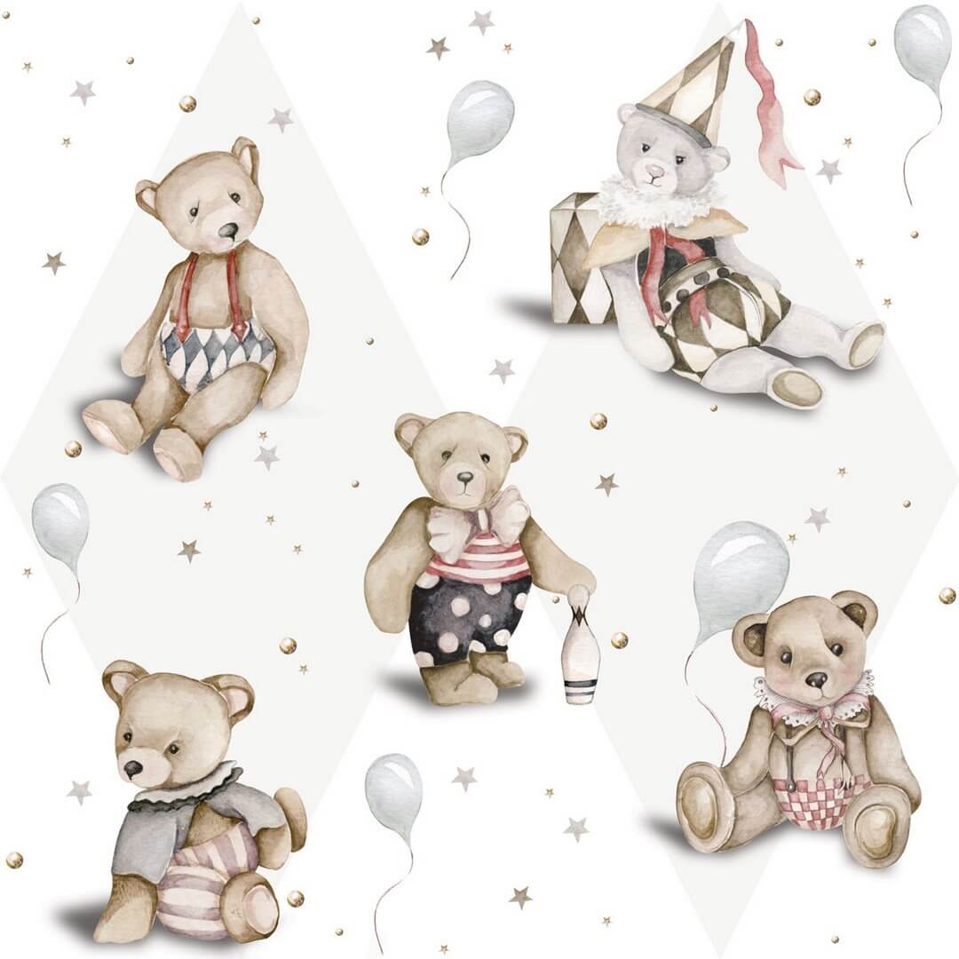 Tapeta misie Teddy Bears French / Toys From The Attic Dekornik DEKO.TAP.168