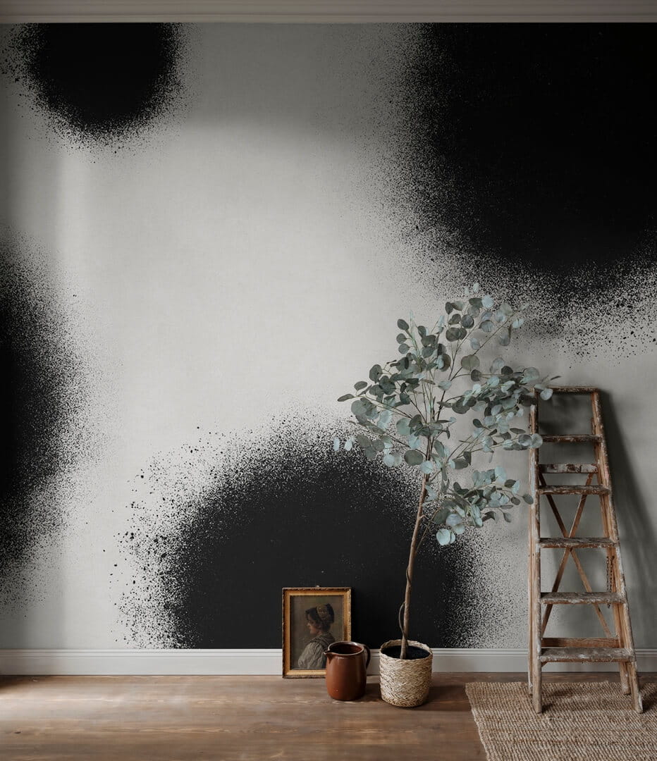 Fototapeta artystyczne kropki Rebel Walls R18733 Ash Dots Graphite Natural Aesthetics