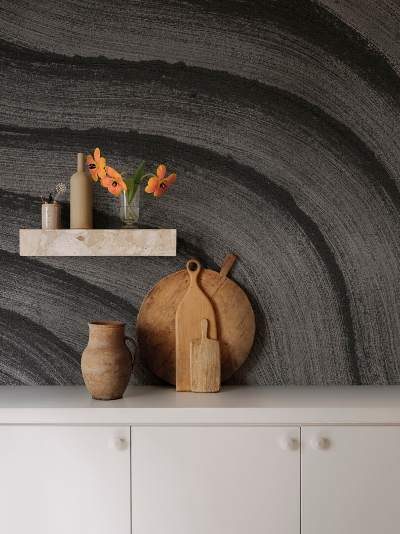 Fototapeta fale Rebel Walls R18738 Smoky Swirl Graphite Natural Aesthetics