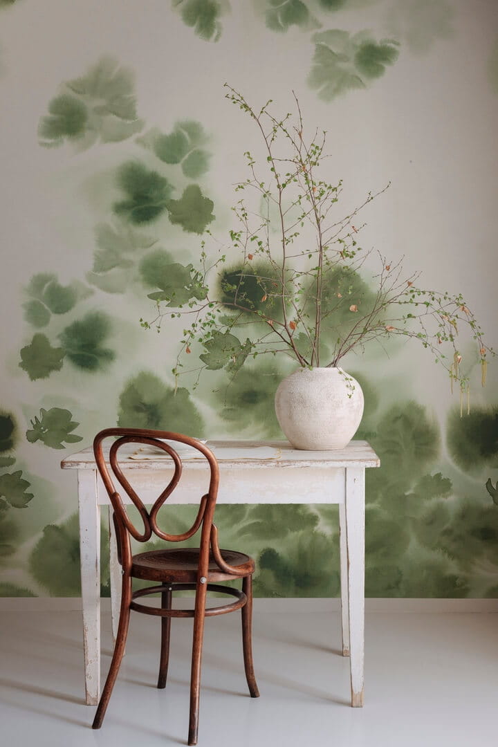 Fototapeta z akwarelowym wzorem Rebel Walls R18741 Faded Dreams Green Natural Aesthetics