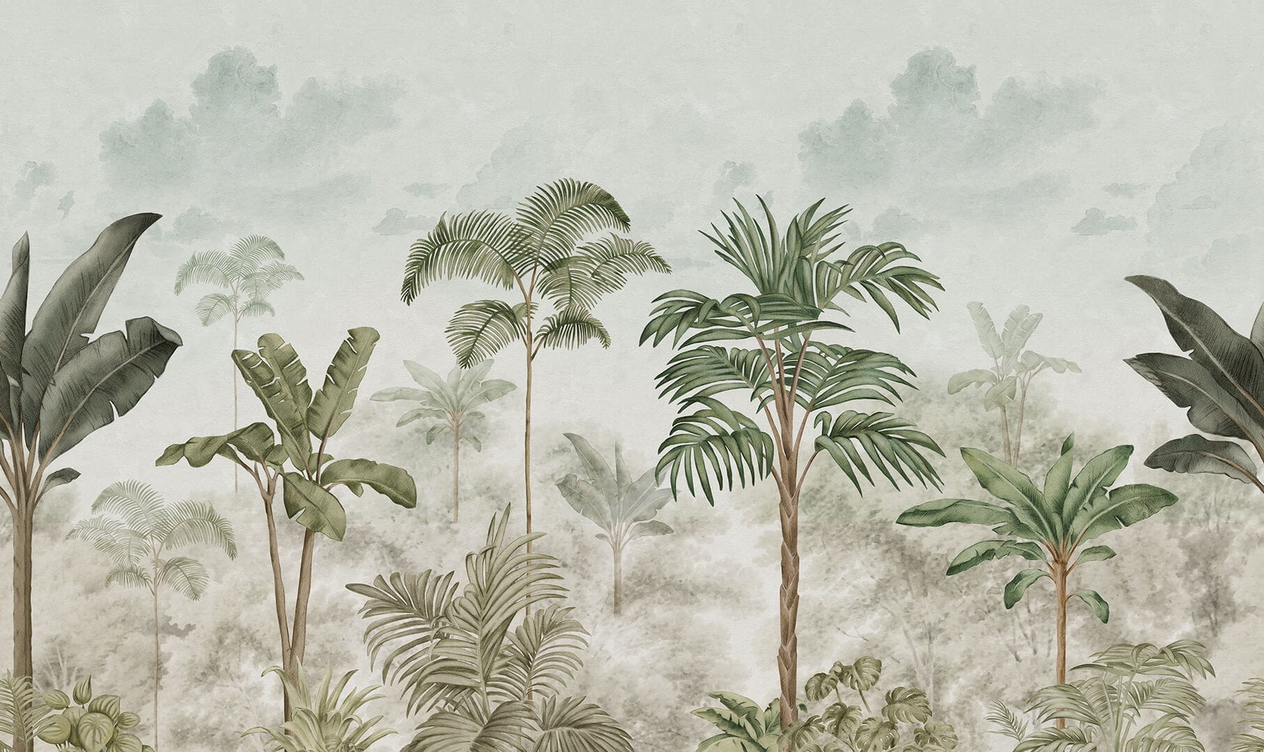 Fototapeta tropikalne drzewa Rebel Walls R18805 Jungle Horizon Green Scenic Landscapes