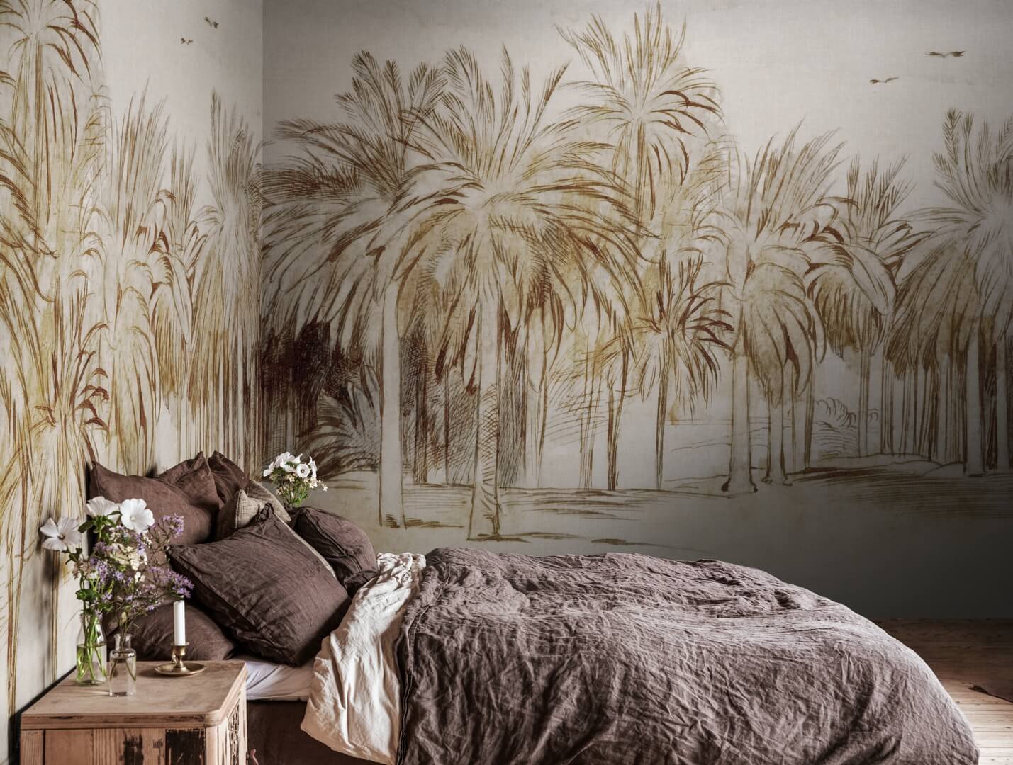 Fototapeta palmy Rebel Walls R18808 Ocean Palms Beige Scenic Landscapes
