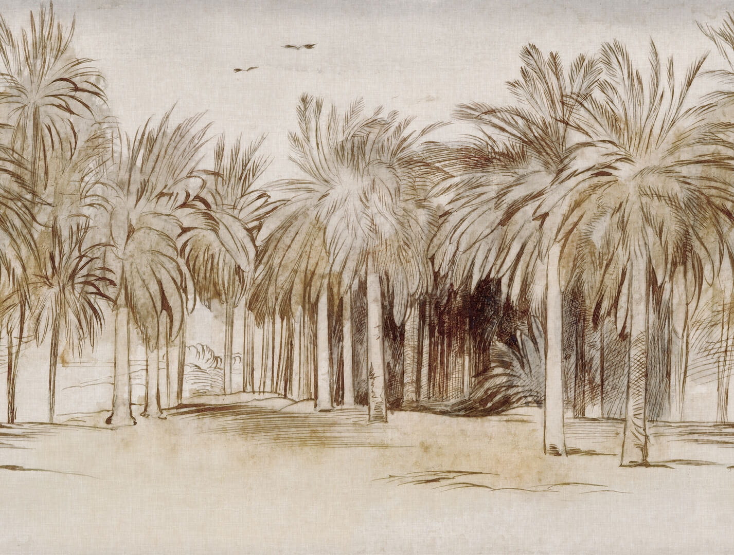 Fototapeta palmy Rebel Walls R18808 Ocean Palms Beige Scenic Landscapes
