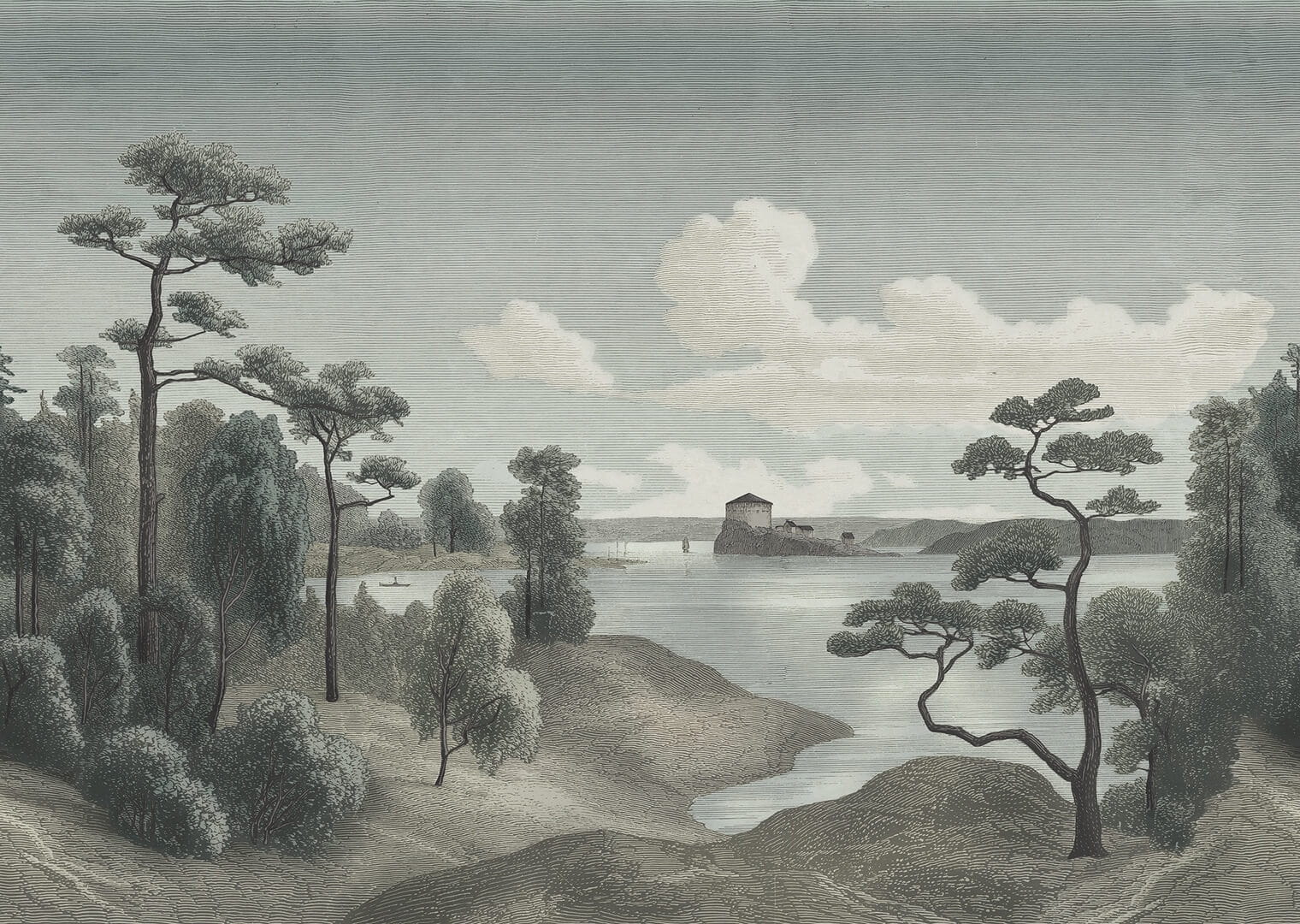 Fototapeta krajobraz jeziora Rebel Walls R18809 Lake View Blue Scenic Landscapes