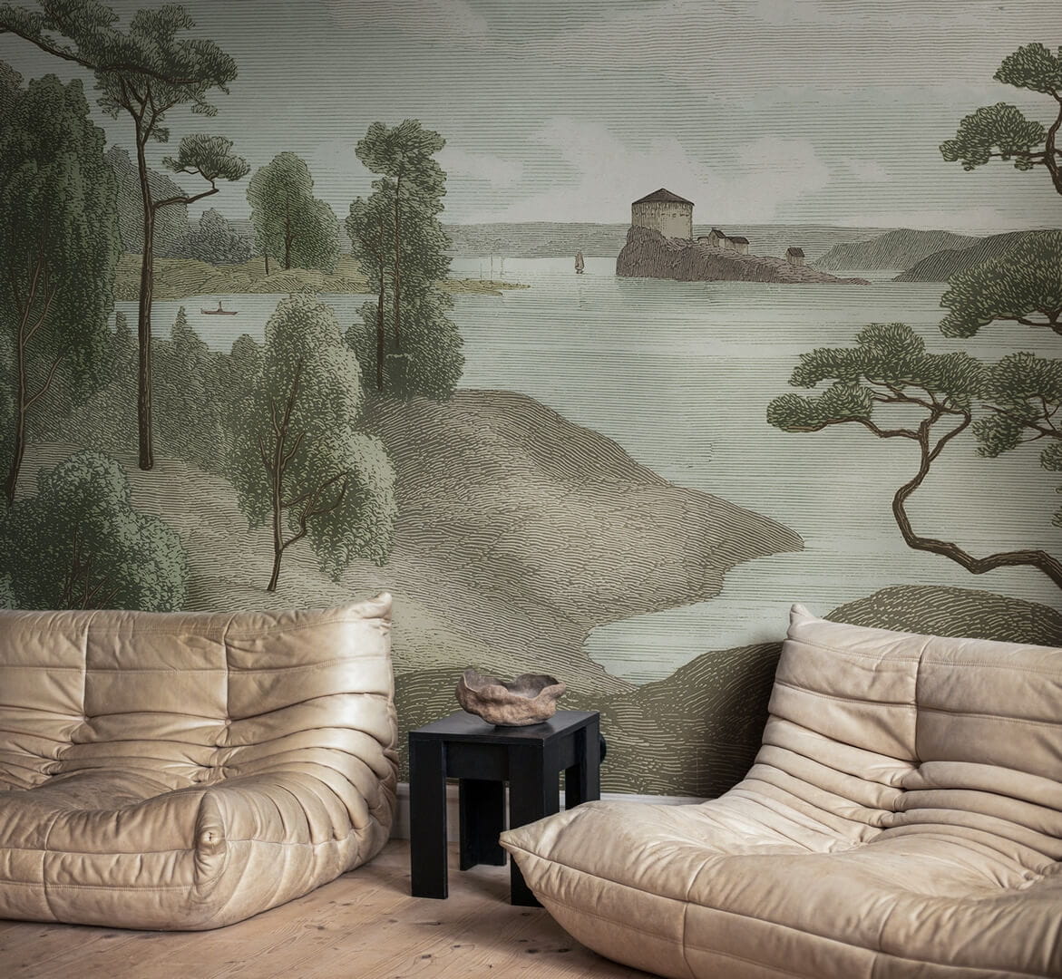 Fototapeta krajobraz jeziora Rebel Walls R18810 Lake View Green Scenic Landscapes