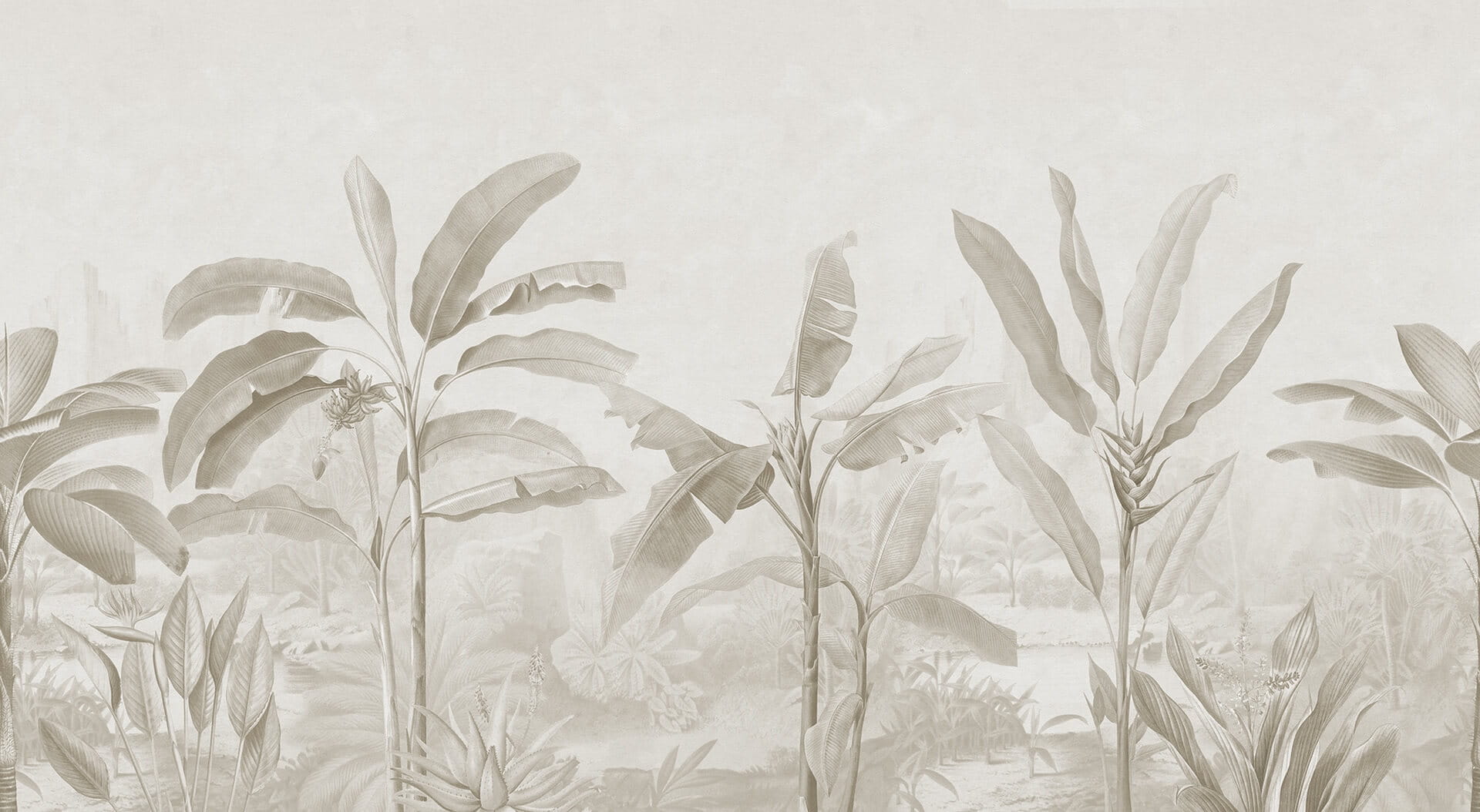 Fototapeta tropikalne drzewa Rebel Walls R18823 Tropical Palms Beige Scenic Landscapes