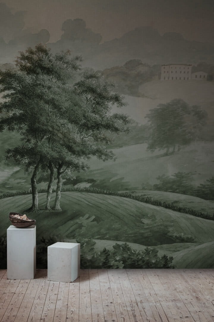 Fototapeta krajobraz wzgórz Rebel Walls R18842 Hilltop House Green Scenic Landscapes