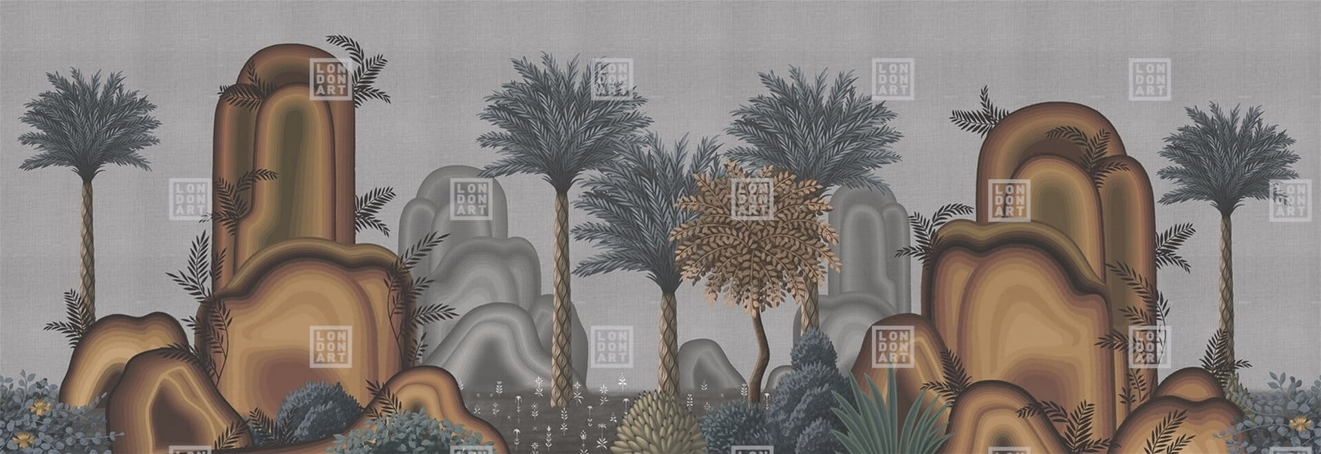 Fototapeta krajobraz palm i gór London Art MUN04 D Le Paysage Tale Books: Les Mille et une Nuits