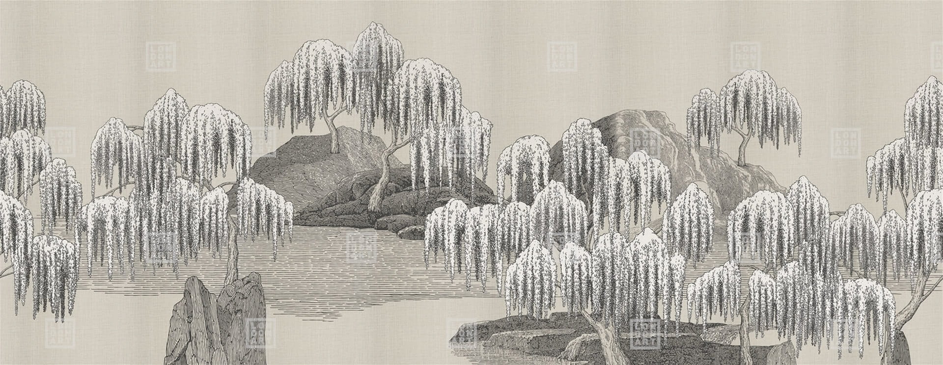 Fototapeta botaniczna w japońskim stylu London Art MUN08 E Saules Et Montagnes Tale Books: Les Mille et une Nuits