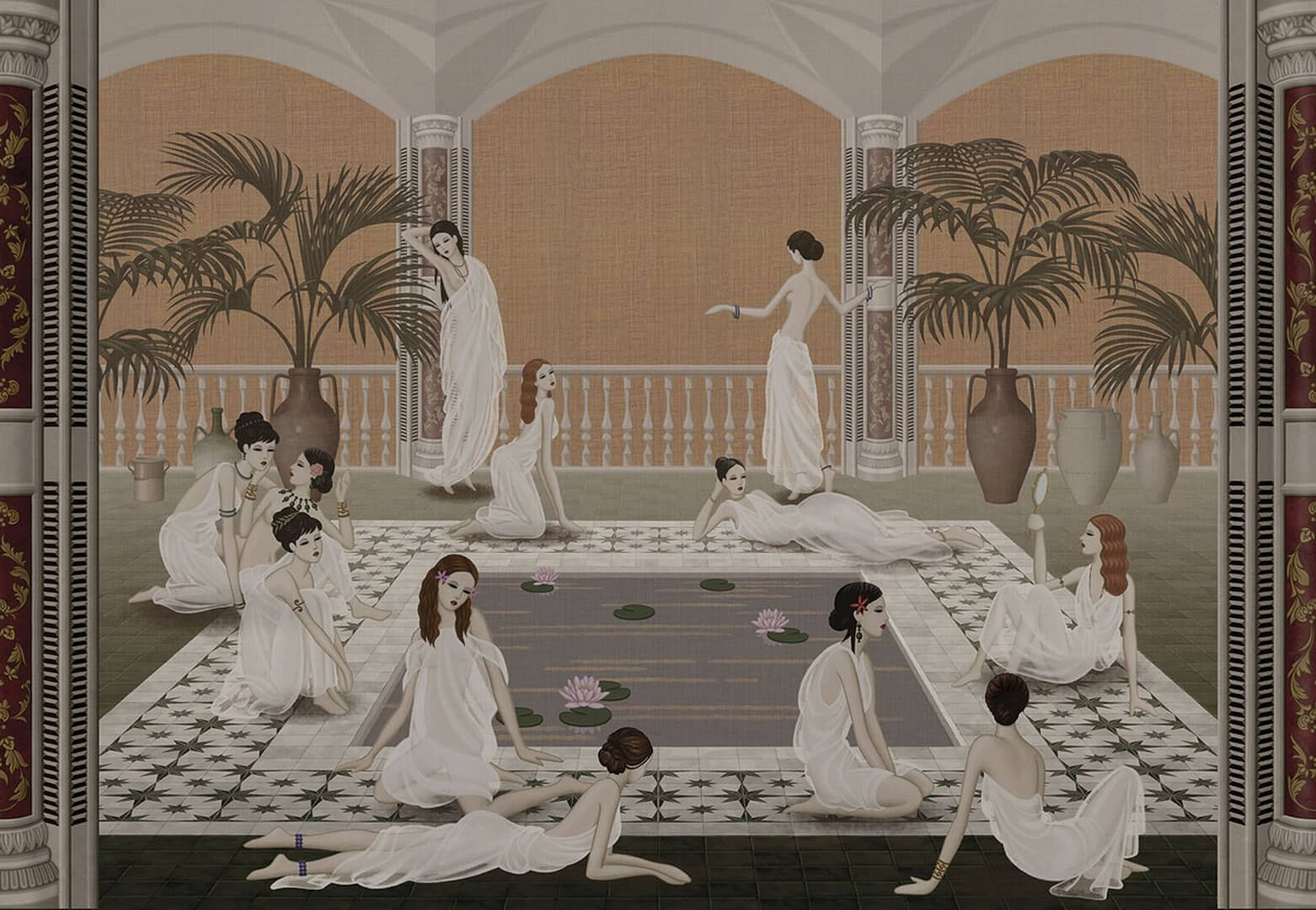 Fototapeta antyczna łaźnia London Art MUN14 B Les Baigneurs Tale Books: Les Mille et une Nuits