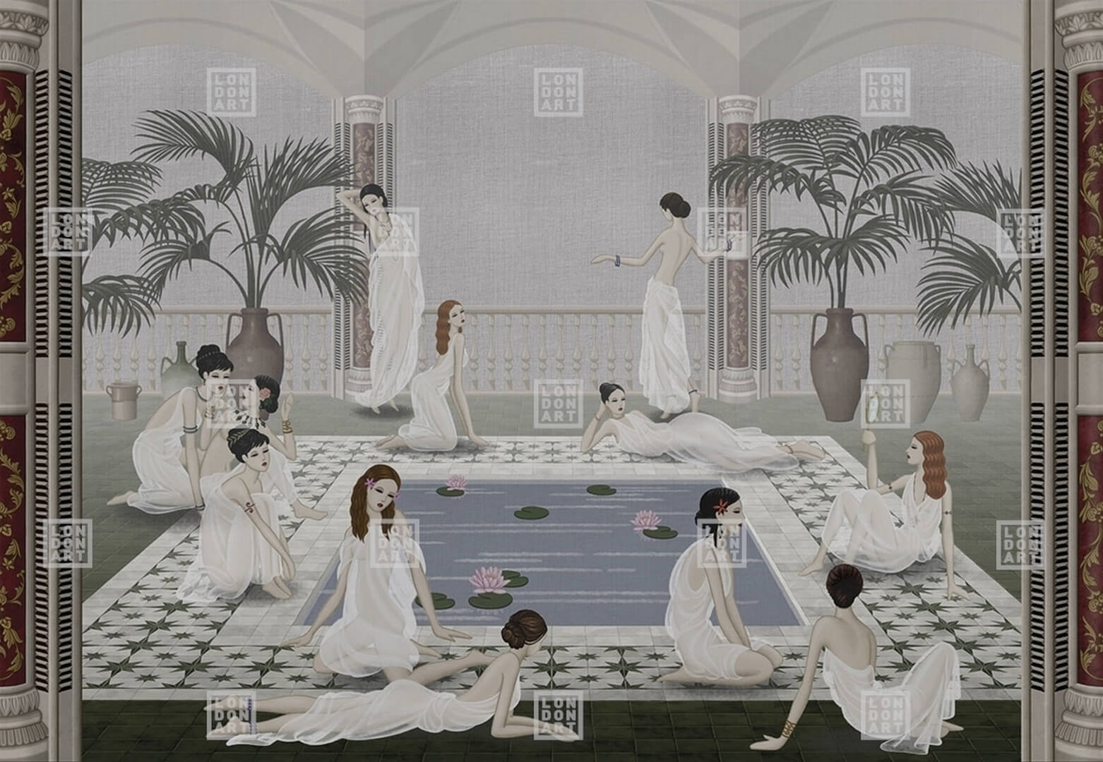 Fototapeta antyczna łaźnia London Art MUN14 D Les Baigneurs Tale Books: Les Mille et une Nuits