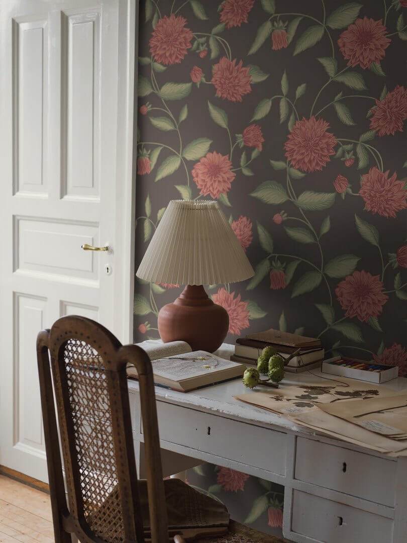 Tapeta kwiaty dalii Boras Tapeter 5719 Dahliadrom Orangeri