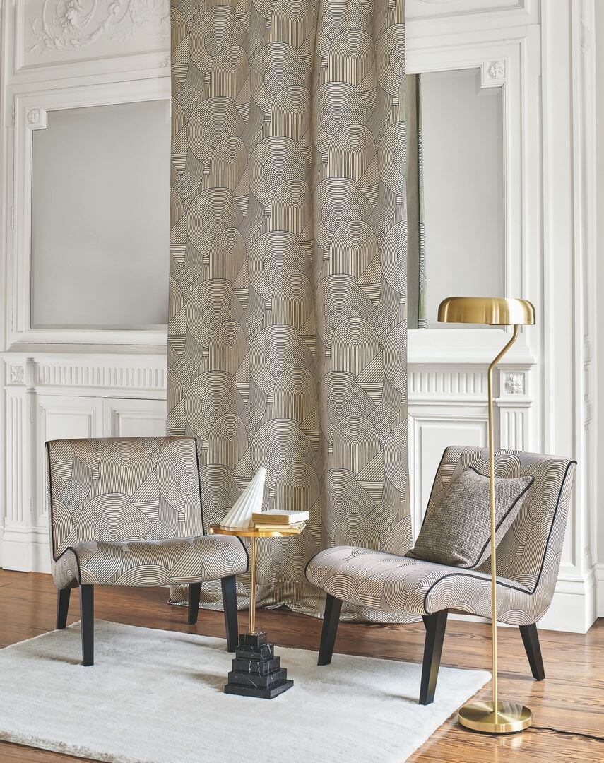 Tkanina żakard w stylu art-deco Camengo 39520304 Largo Choregraphie