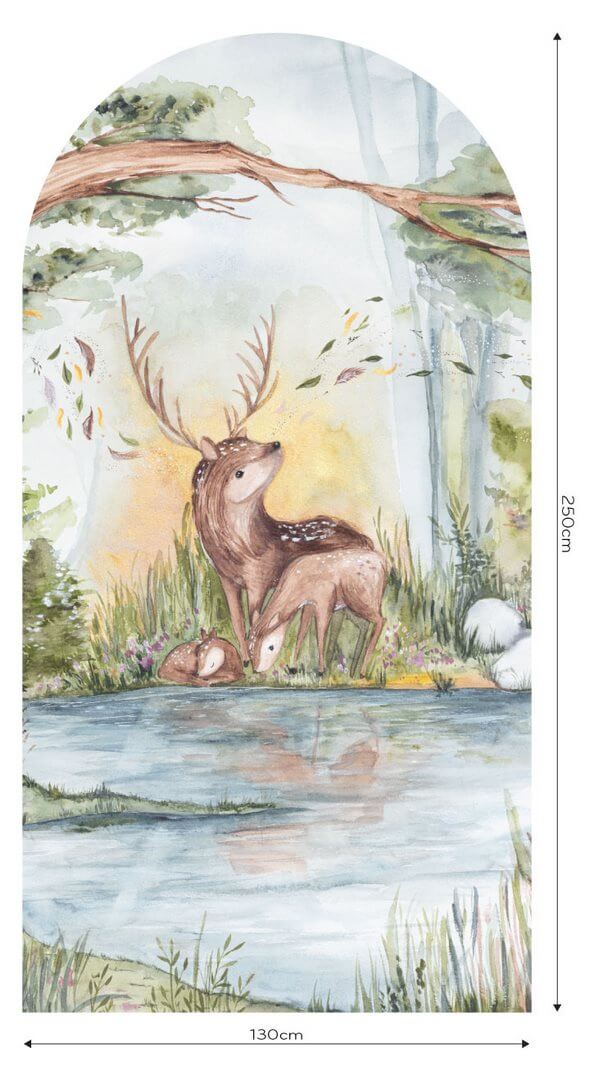 Mural łuk leśne zwierzęta Wall Art Deer Friends Łuk