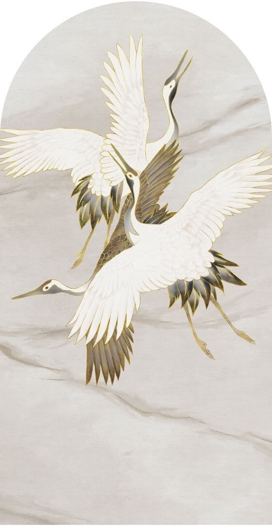 Mural łuk żurawie Wall Art Ivory Tsuru Łuk