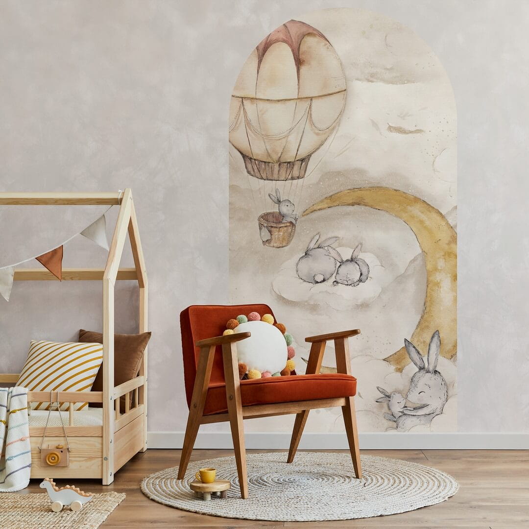 Mural łuk śpiące króliczki Wall Art Moonie Beige Łuk