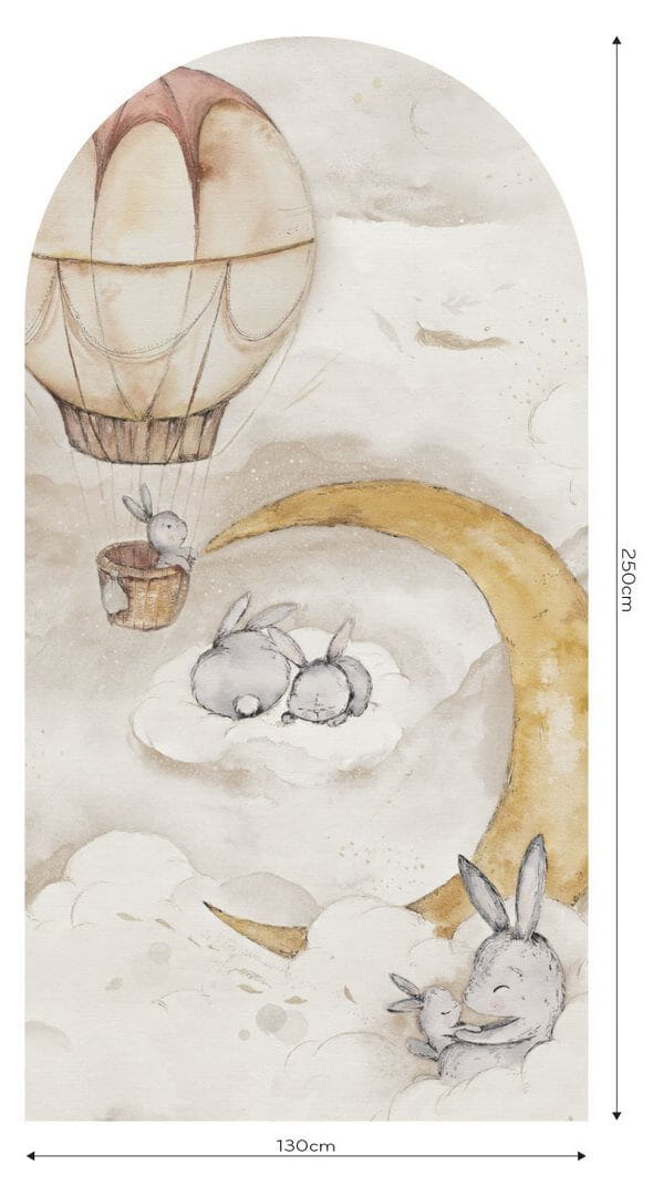 Mural łuk śpiące króliczki Wall Art Moonie Beige Łuk