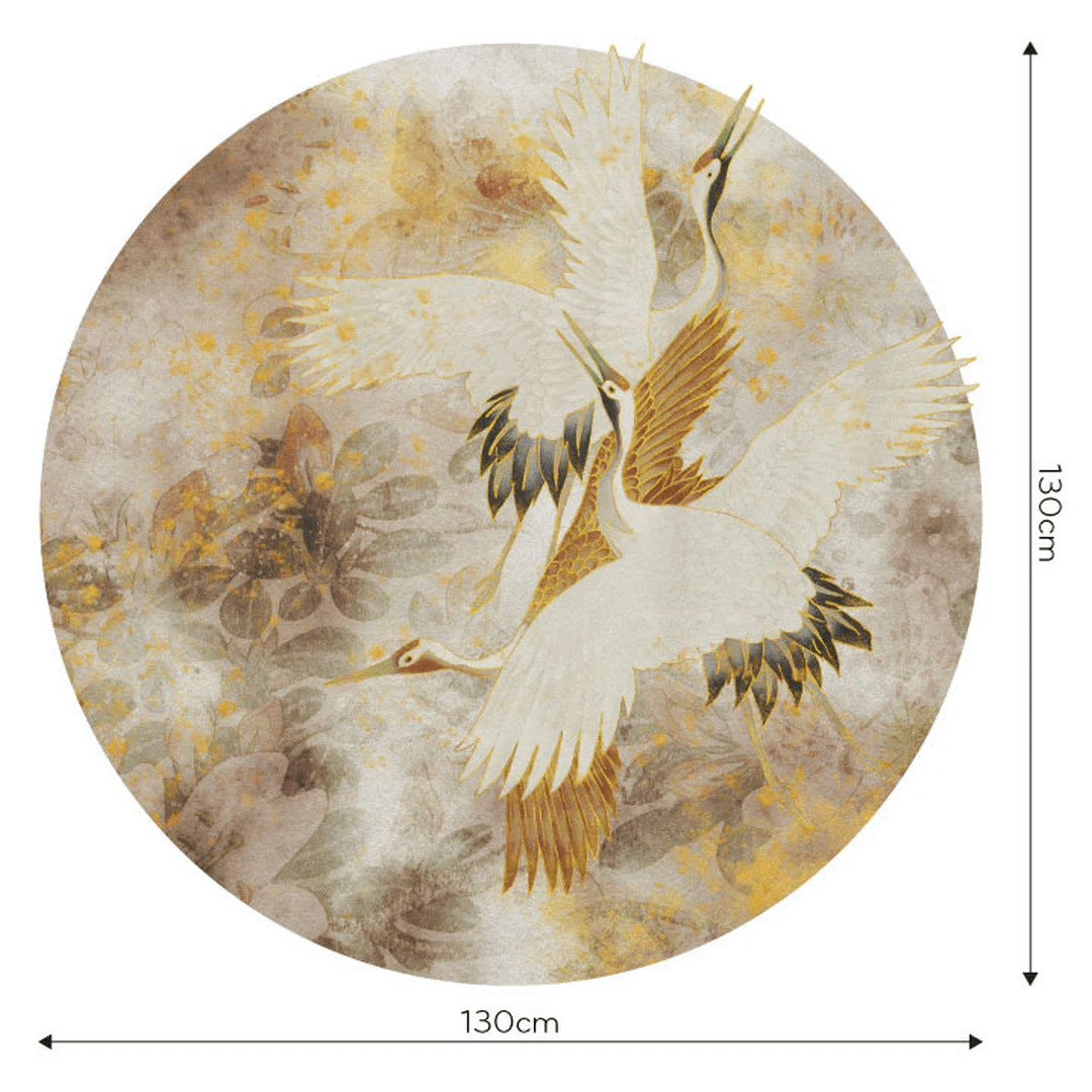 Mural okrągły żurawie Wall Art Beige Tsuru Koło
