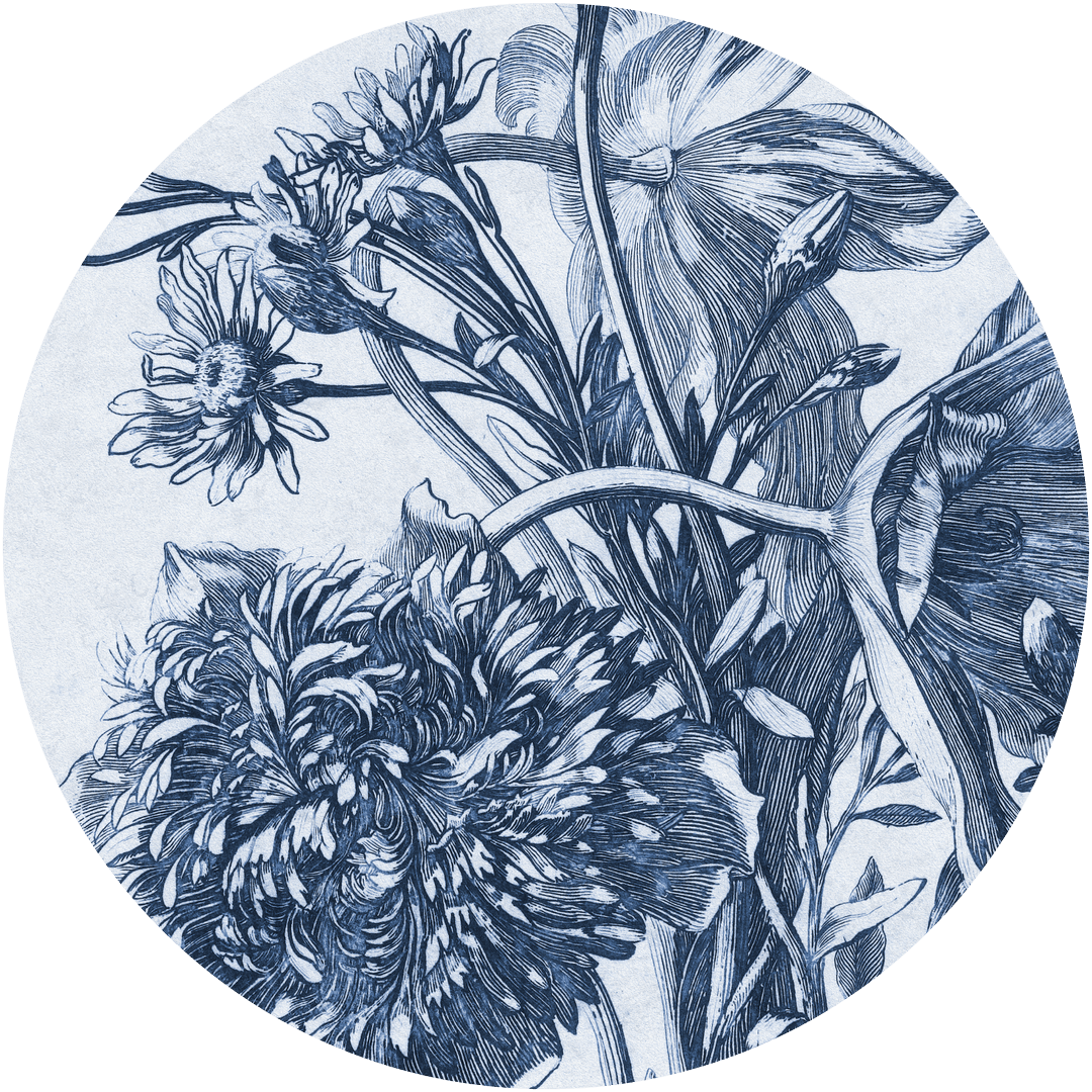 Mural okrągły kwiaty Wall Art Blue Flower Koło