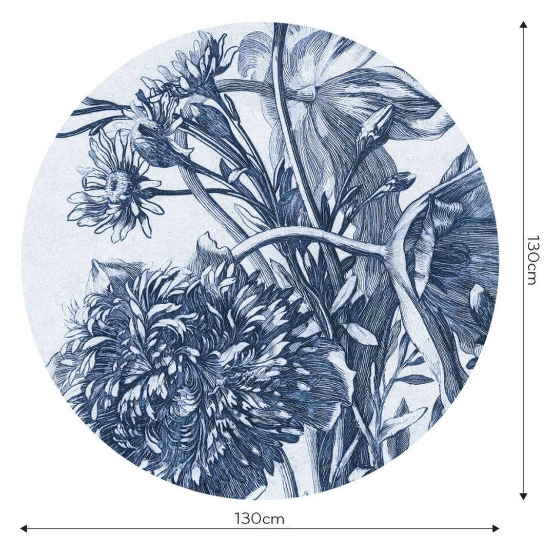 Mural okrągły kwiaty Wall Art Blue Flower Koło