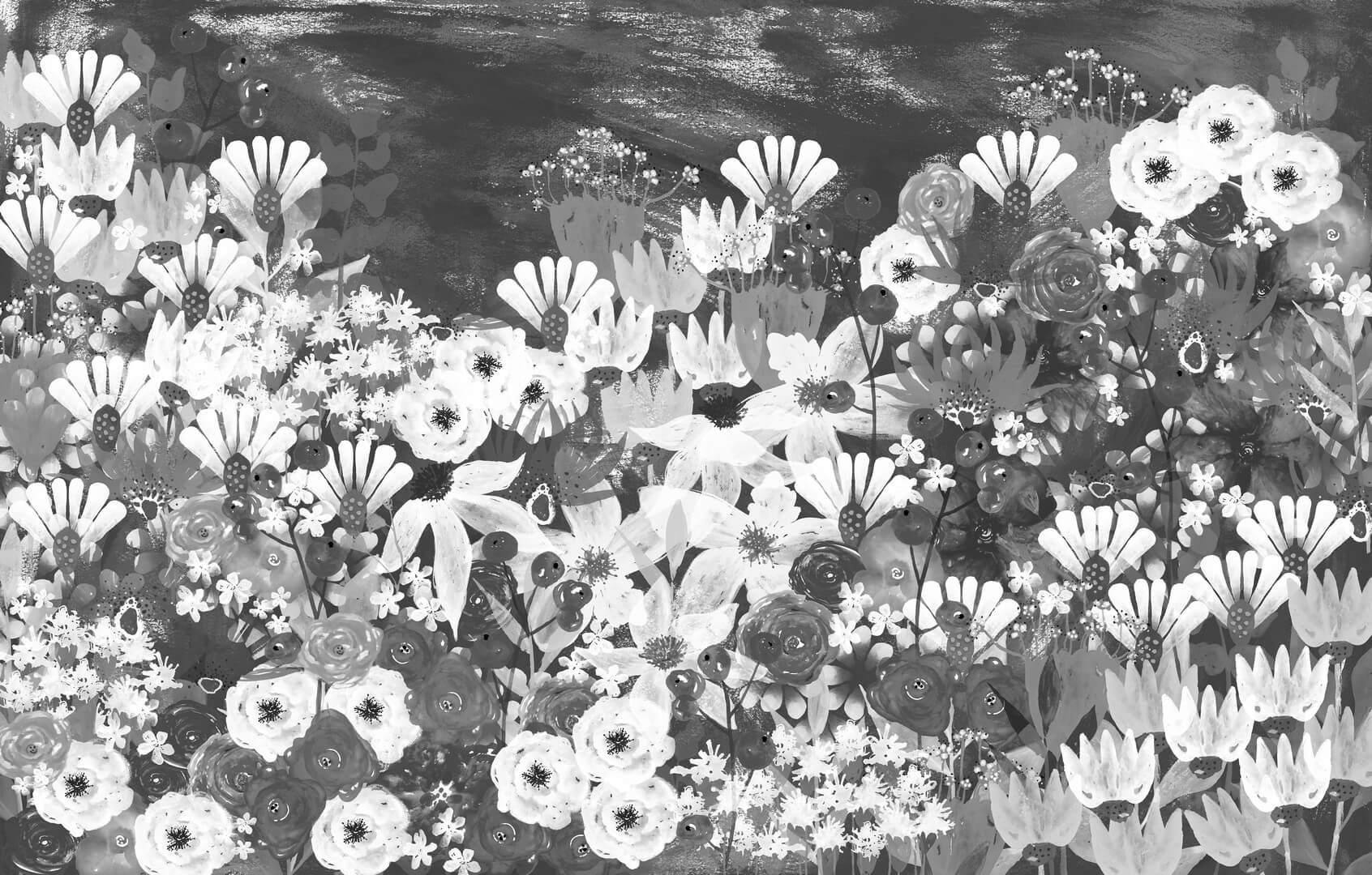 Fototapeta florystyczna Les Dominotiers DOM3016 Jardin Fleuri Noir Et Blanc Volume 13