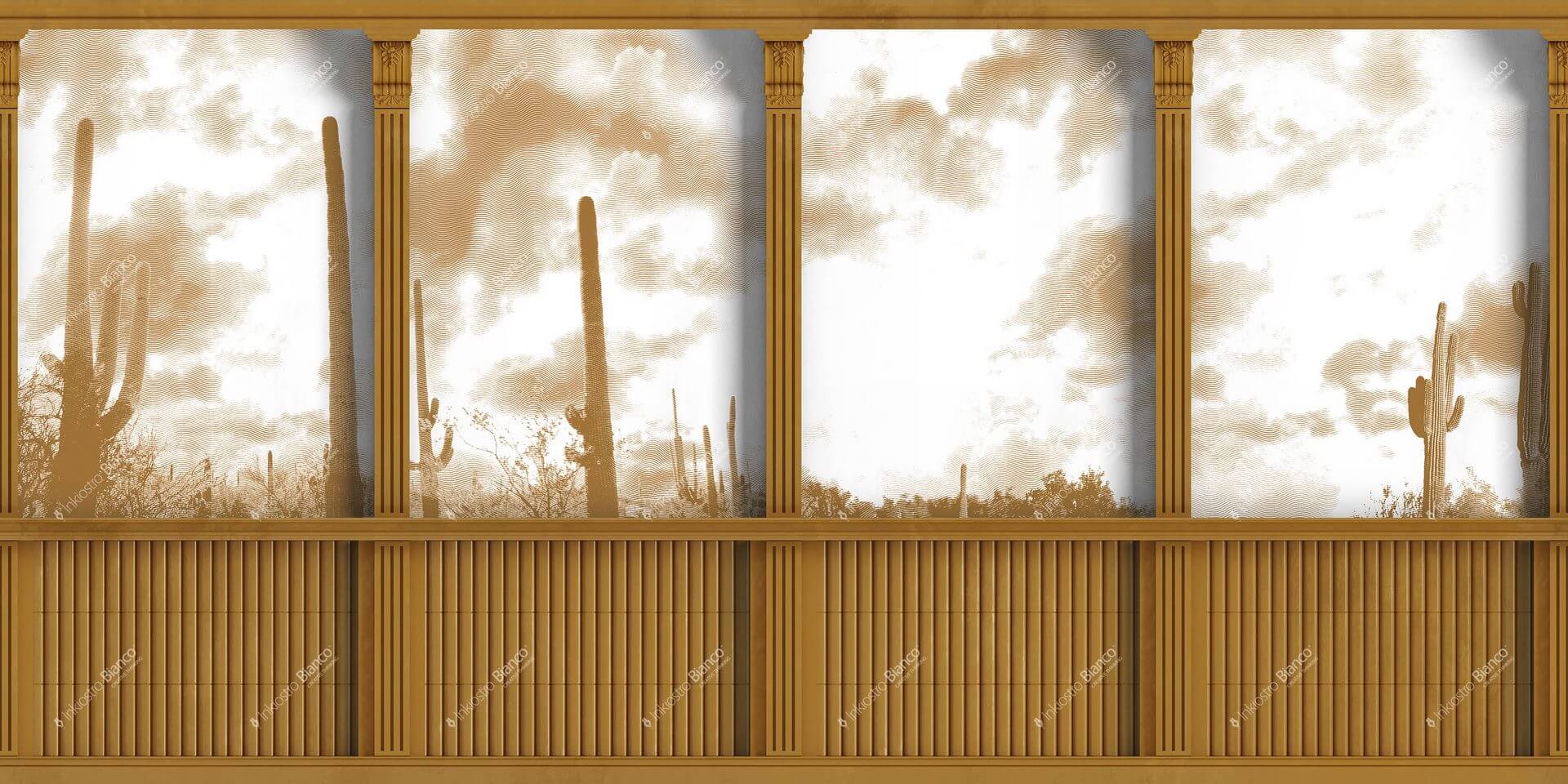Fototapeta kaktusy i architektura Inkiostro Bianco LEMONIA INKIVGM2101 Architecture
